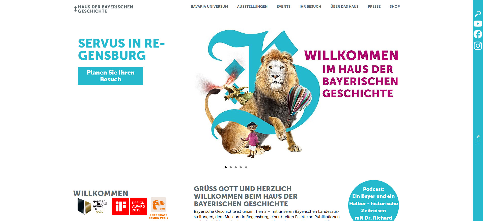 Screenshot Website des Haus der Bayerischen Geschichte