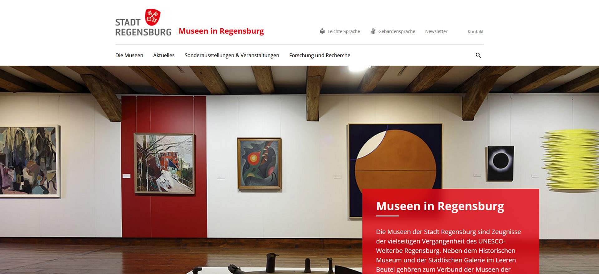 Screenshot Website der Museen der Stadt Regensburg