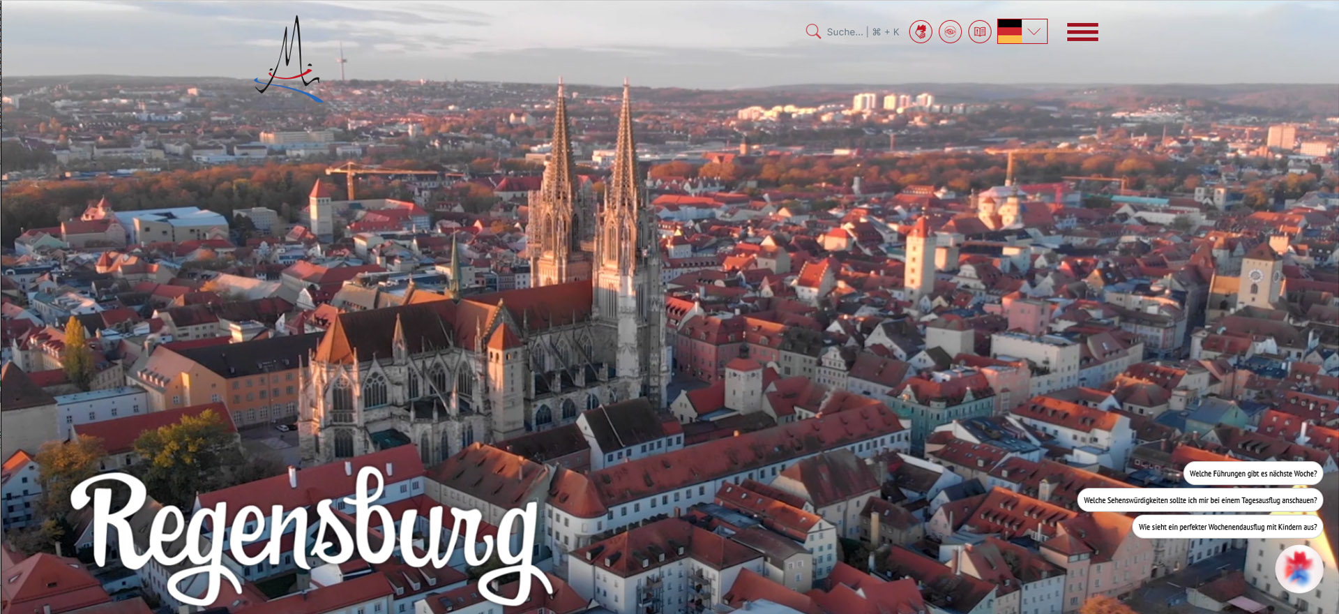 Screenshot Website von Tourismus Regensburg